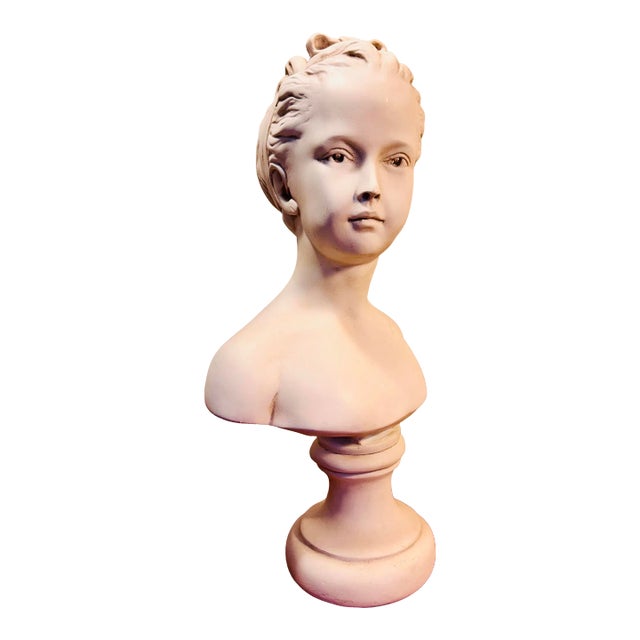 Vintage Classic Plaster Bust of a Young Woman For Sale