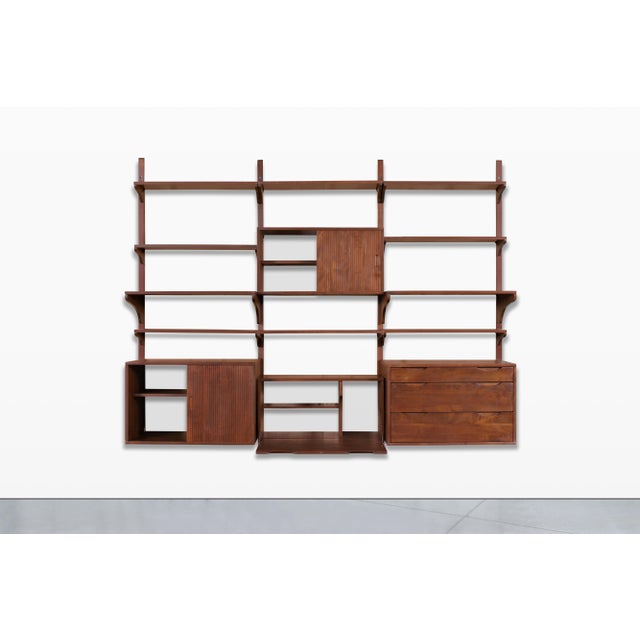 1950s Mid-Century Modern Modular Walnut Wall Unit by Noral Olson for Kopenhavn For Sale - Image 5 of 14