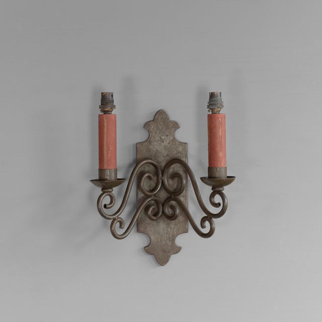 1920s Vintage Wall Mounted Light in Steel, 1920s For Sale - Image 5 of 10