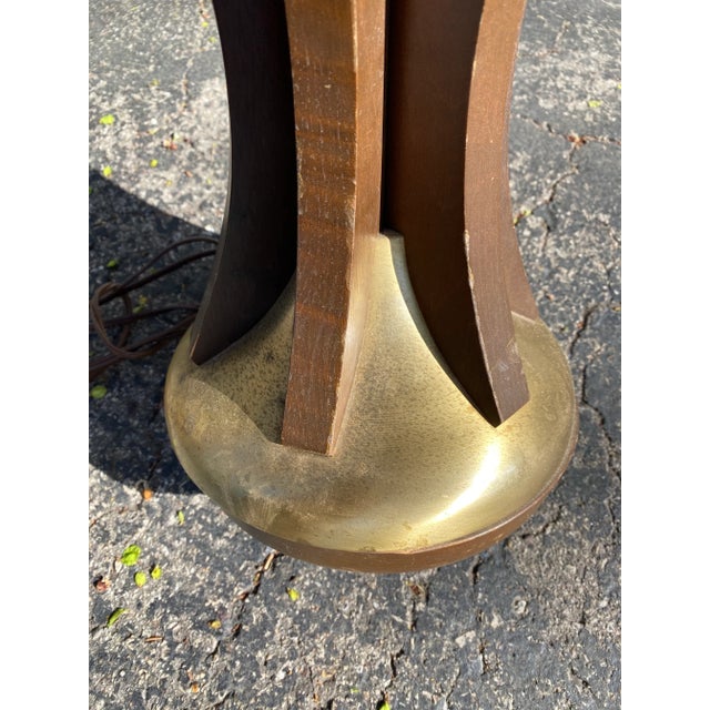 Brown Mid Century Modern Sculptural Wood Table Lamp For Sale - Image 8 of 10