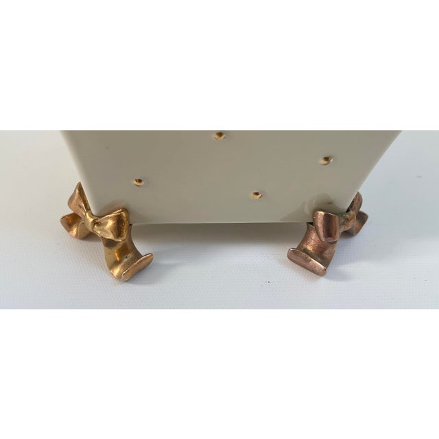 Ceramic Lenox Porcelain Gilt Square Flower Pot For Sale - Image 7 of 12
