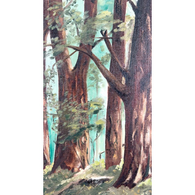 1970s "Back Road" California Redwoods Santa Cruz County Original Oil Painting by Gorman Woody For Sale - Image 5 of 8