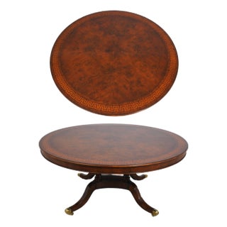 1990s Maitland Smith Inlaid Round Walnut Dining Room Table For Sale