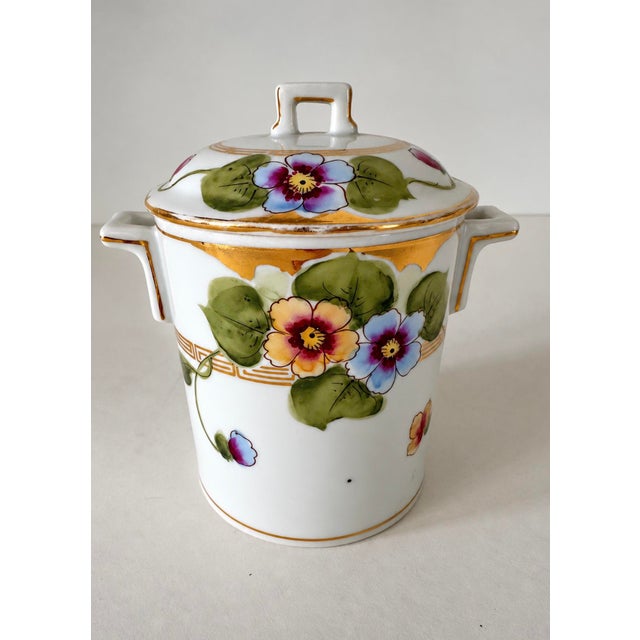 1920s Handpainted Floral Lidded Vase With Handles For Sale - Image 9 of 14