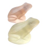 Pair of Vintage Frosted Colored Glass Frog Figurines For Sale