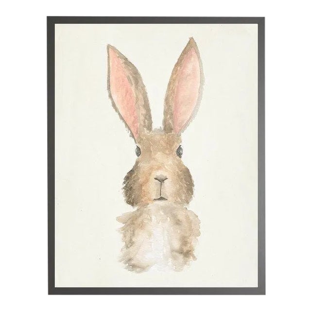 Framed Watercolor Rabbit Print - 19" X 25" For Sale