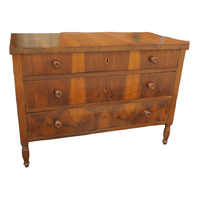 Walnut Veneered Three-Drawer Chest of Drawers For Sale