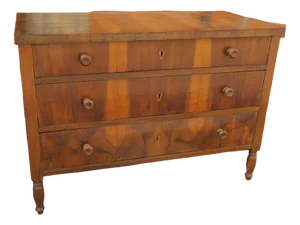 Walnut Veneered Three-Drawer Chest of Drawers