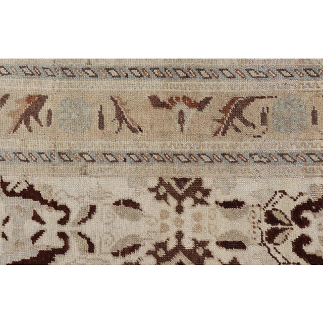 Vintage Oushak Rug With Intricate Medallion in Brown and Ivory 4'8 X 7'2 For Sale - Image 13 of 14