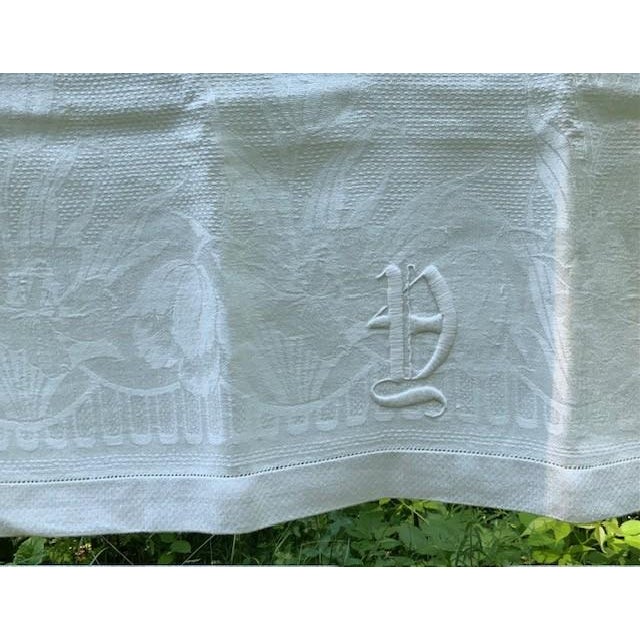 French Linen Damask Hand Towels, Set of 4, Monogrammed, Antique C. 1900 For Sale - Image 4 of 18