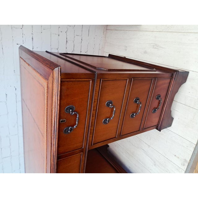 Antique Twin Pedestal Desk in Mahogany with Leather Top, 1980s For Sale - Image 14 of 18