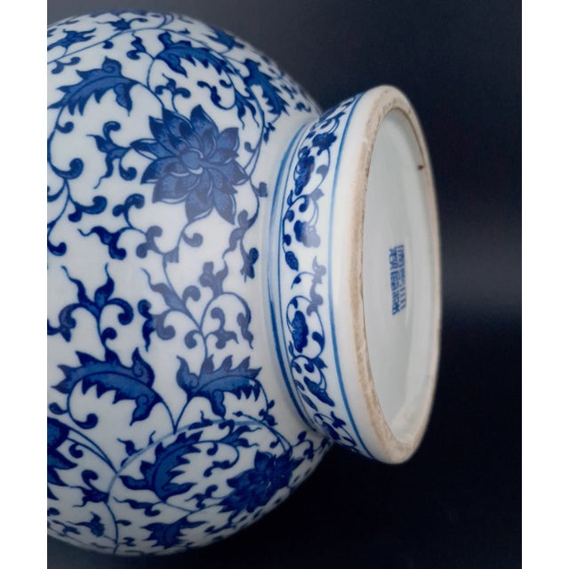 Blue Chinese Porcelain Lotus Flower Haitangzun For Sale - Image 8 of 10