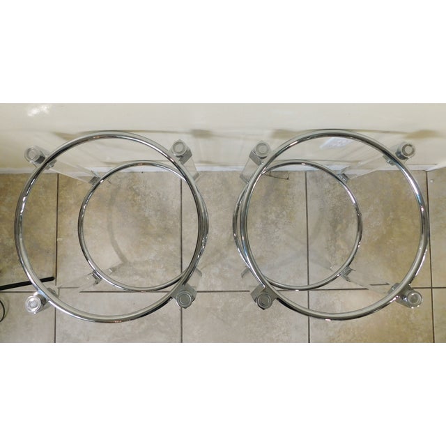 Pair Round Lucite & Chrome Metal Side/End Table Bases For Sale In West Palm - Image 6 of 10