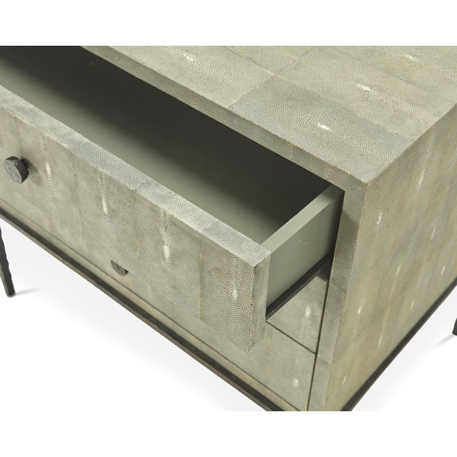 Ironies “Breton” Wide Faux Shagreen Three-Drawer Bedside Table / Commode For Sale In Los Angeles - Image 6 of 11