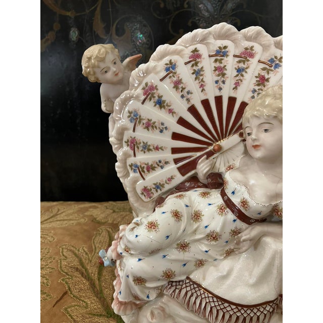 Antique KPM Berlin Porcelain Figurine – Lady with Fan & Cherub – Signed R. Moller – 10" ITEM SPECIFICS Maker: KPM...