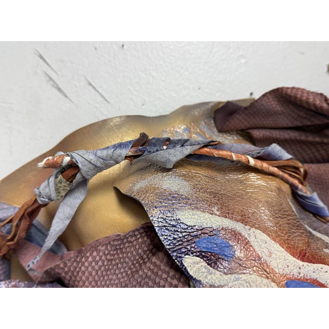 Animal Skin Dominique Caron Handmade Leather Art Mask For Sale - Image 7 of 12