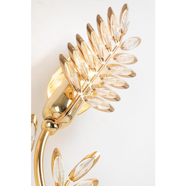 Gilt Brass Wheat Shape Wall Lights attributed to Palwa, Germany, 1970s, Set of 2 For Sale - Image 4 of 17