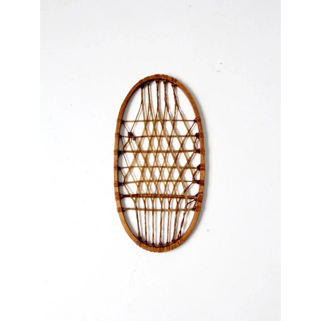 Rustic 1940s Lund Wooden Snowshoe With Rawhide Webbing For Sale - Image 3 of 13