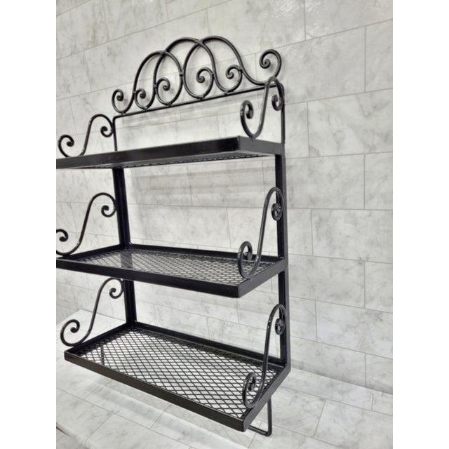 1970s Vintage Black Wrought Iron 3 Shelf Wall Hanging Chairish