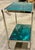 Contemporary Stunning Chrome & Art Glass Two-Tier Side Table With Turquoise & Teal Art Glass – Modern Designer Accent Table For Sale - Image 3 of 5