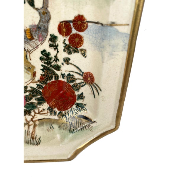 Mid 20th Century Hand-Painted Japanese Peacock Tray Plate For Sale - Image 5 of 12