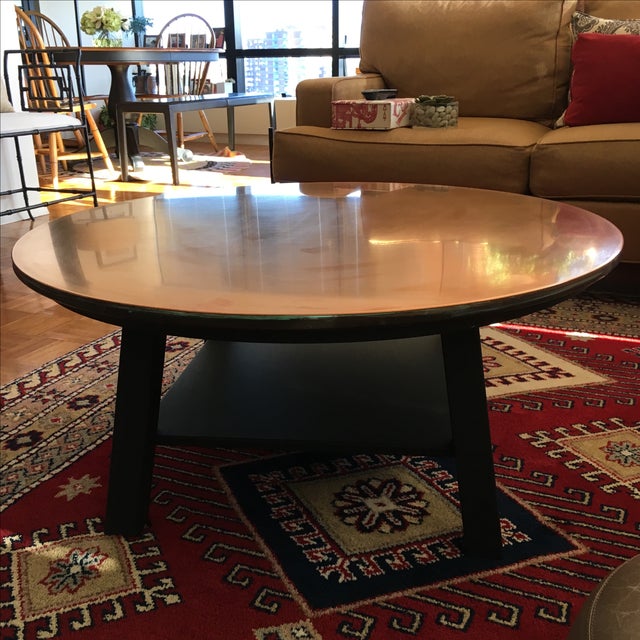 Ethan Allen Copper-Top Coffee Table | Chairish