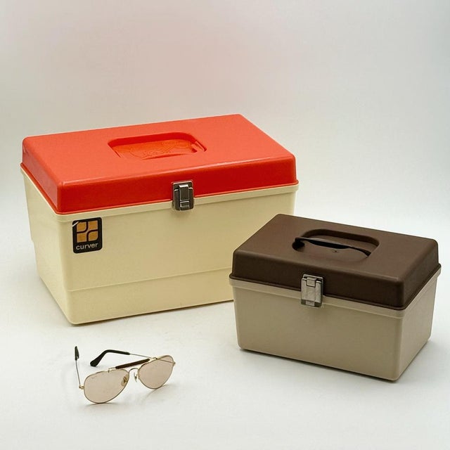 Curver Sewing Box Organizer in Beige and Brown Plastic, Netherlands, 1970s For Sale - Image 4 of 14