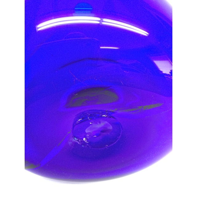 1950s Cobalt Blue Glass Hand Blown Heavy Carafe For Sale - Image 10 of 13