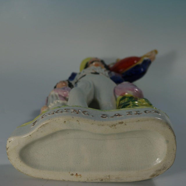 Victorian Staffordshire Pottery Begging Sailor Figure For Sale - Image 9 of 11