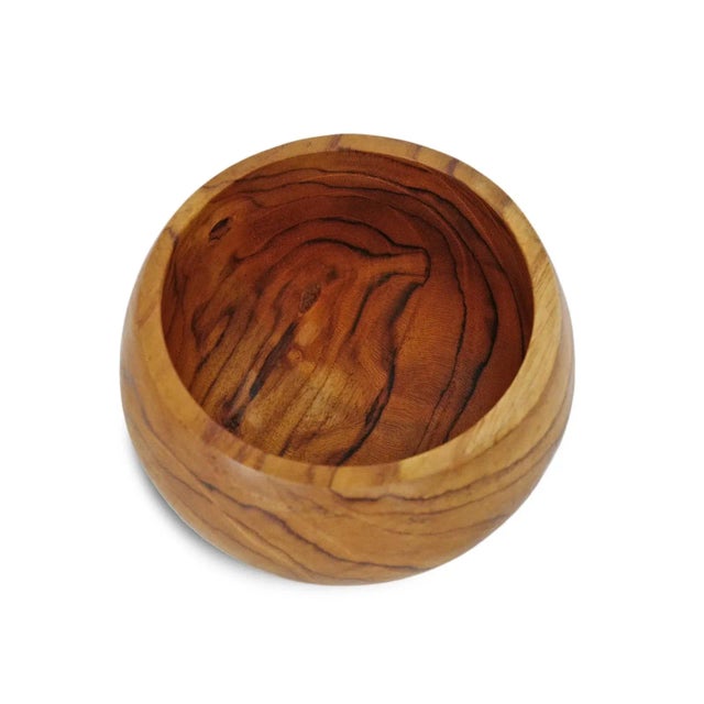 Contemporary Simple Teak Wood Round Bowl For Sale - Image 3 of 6