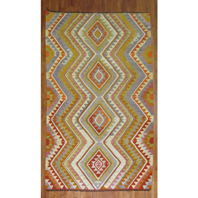Colorful mid-20th century Turkish small room size kilim 6'4' x 10'5''