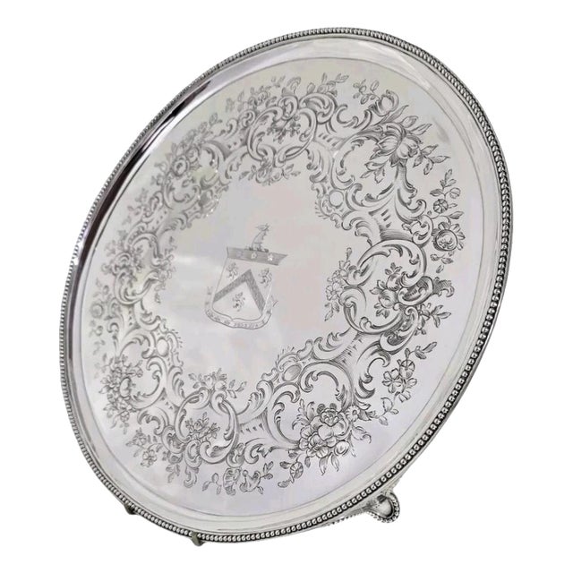 Antique George III Sterling Silver Waiter, 1785 For Sale