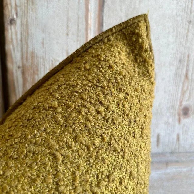 Boucle French Ocre Tweed Style Pillow With Down Feather Insert For Sale In Los Angeles - Image 6 of 7