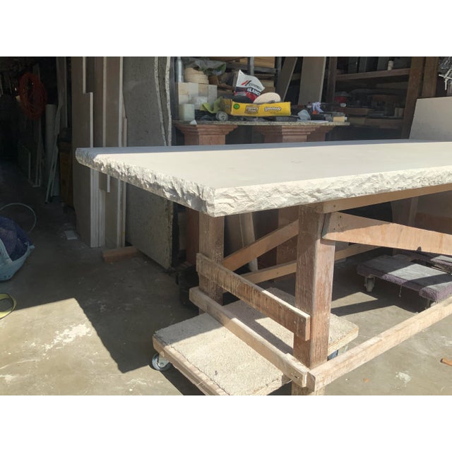 Travertine Beige Live Edge Rectangular Top For Sale In San Diego - Image 6 of 8