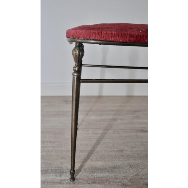 Set of Hollywood Regency Style Brass & Velvet Chiavarine Side Chairs For Sale - Image 6 of 8