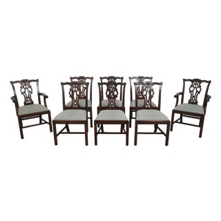 Set of 8 Maitland Smith Chippendale Mahogany Dining Room Chairs For Sale