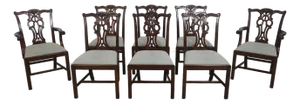 Set of 8 Maitland Smith Chippendale Mahogany Dining Room Chairs