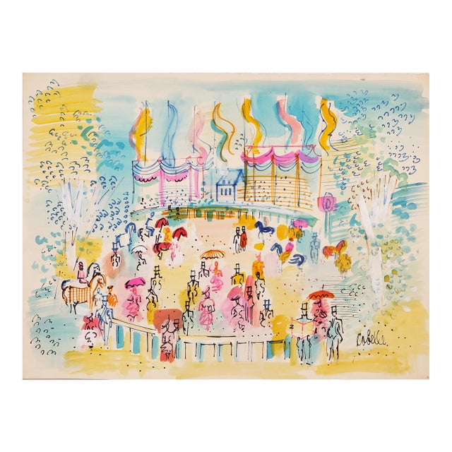 Ring with Horses, Charles Cobelle Acrylic on Canvas Painting For Sale