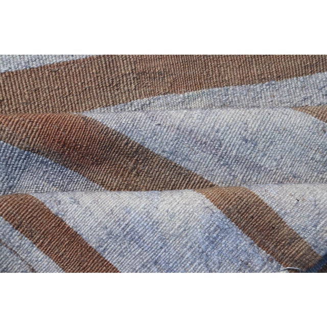 Turkish Vintage Kilim Runner in Gray and Brown Stripes 2’6 X 8’4 For Sale - Image 9 of 10