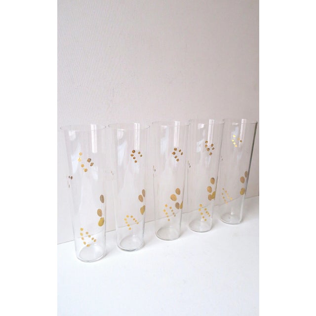 Early 21st Century Gold Highball Cocktail Glasses, Midcentury Modern Style, Set of 5 For Sale - Image 5 of 9
