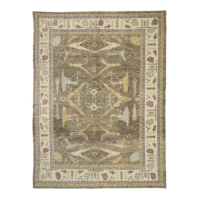 Large Turkish Oushak Rug - 10'01 X 13'05 For Sale