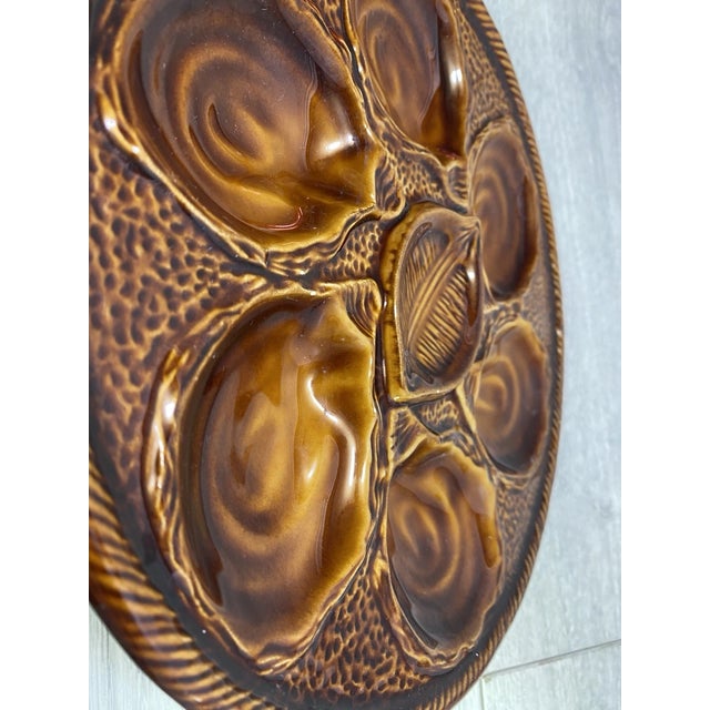 Serge Clement Vintage St Clement French Majolica Oyster Plate For Sale - Image 4 of 4