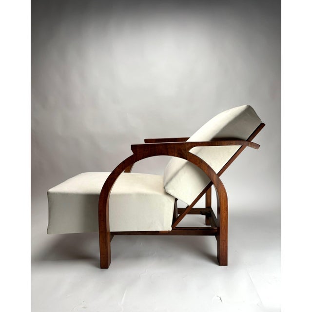 Art Deco Arched Sculptural Wooden Armchair, Italy, 1930s For Sale - Image 11 of 14