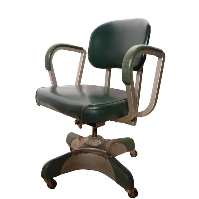 Green Mid Century Machine Age Industrial Swivel Tanker Office Chair by Harter Metal Furniture Ltd. For Sale - Image 8 of 13