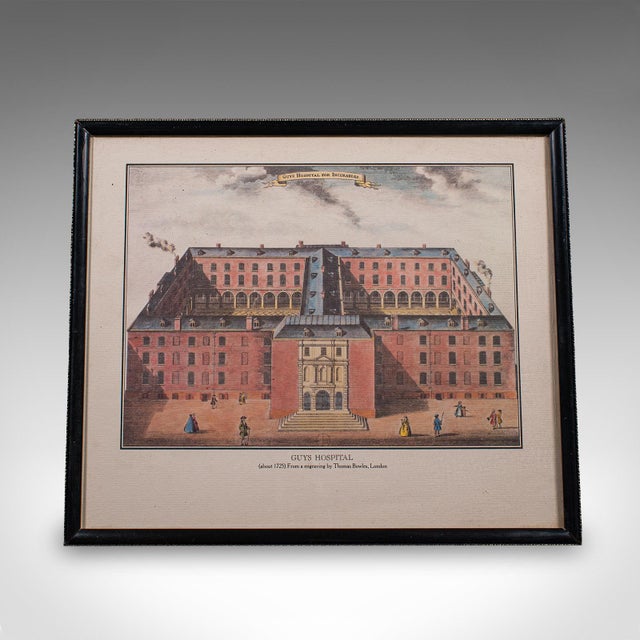 This is a vintage Guy's Hospital desktop picture. An English, framed engraving print after Thomas Bowles, dating to the...
