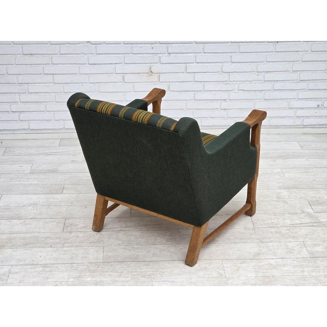 Danish Armchair in Green Furniture Wool and Oak Wood, 1970s For Sale - Image 12 of 18