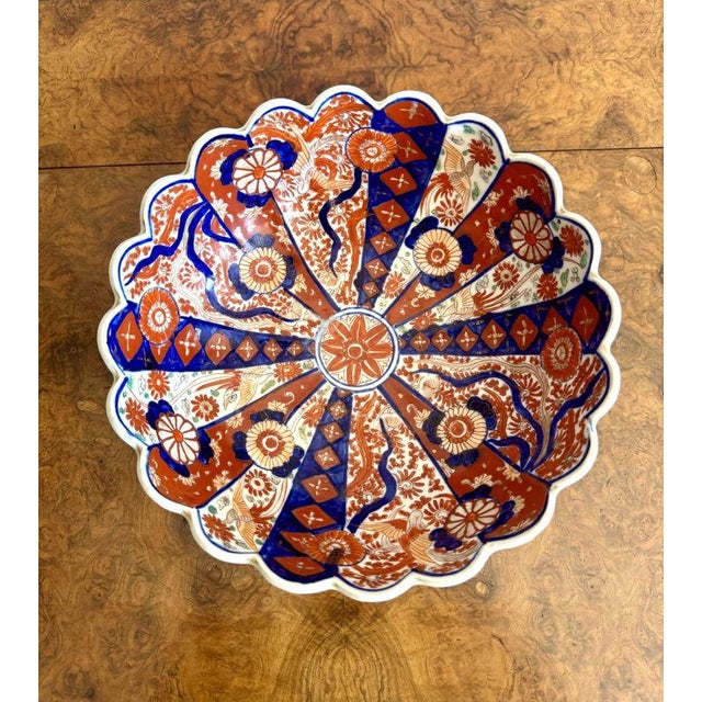 Antique Japanese Imari Scalloped Edge Bowl, 1900 For Sale - Image 4 of 8