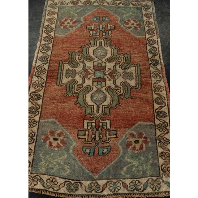 Turkish Mini Rug Oriental Hand Knotted Vintage Rug 1'8" x 2'11" #21232 Explore a curated collection of hallway runners,...