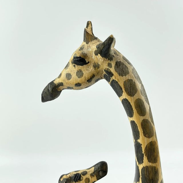 Wood Early 20th Century Giraffe Mother and Baby Wood Sculpture on Custom Base Kenya MATTER COLLECTION For Sale - Image 7 of 7