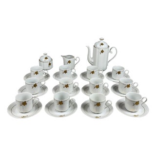 Gold Leaf Porcelain Tea Set from Regent Alba Iulia, Set of 27 For Sale